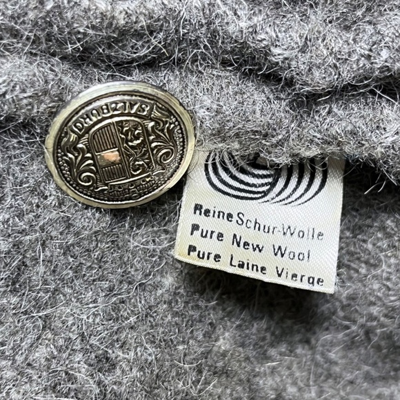 Geiger Vintage 80s Cropped Blazer Jacket Womens Medium Gray Wool Pockets Austria - Picture 11 of 13